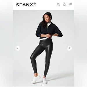 SPANX Faux Leather Black Leggings S/P